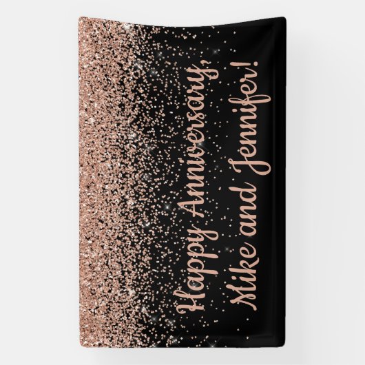 カスタムサプライズ記念日パーティーブラックバラ金ゴールド 横断幕 (縦)