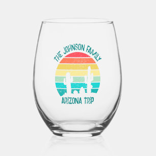 カスタムサボスサンセットアリゾナデザートトリップ ステムなしワイングラス