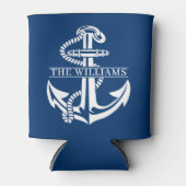 カスタムサマリーホワイト航海のいかりオンネイビーブルー 缶クーラー (正面)