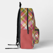 カスタムサマーオレンジピンクティール(緑がかった色)グリーンプレイドパターン プリントバックパック (左)
