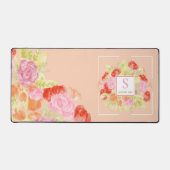 カスタムサマーパステルウォーターカラーアートフローラルパターン デスクマット (正面)