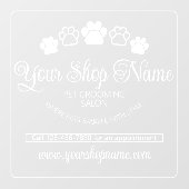 カスタムサロンショップネームペットビジネスホワイトフロント ウィンドウサイン (シート)