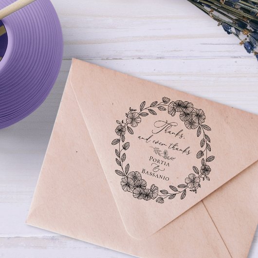 カスタムサンキューエレガントボタニカル引用文 ラバースタンプ