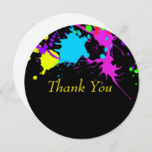 カスタムサンキューカード、絵を描(ばちゃばちゃ)跳ねる サンキューカード (正面/裏面)