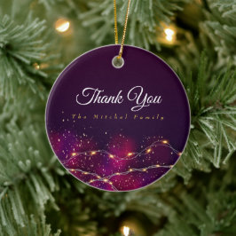 カスタムサンキューサークレールファミリー名クリスマス セラミックオーナメント