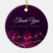 カスタムサンキューサークレールファミリー名クリスマス セラミックオーナメント (正面)