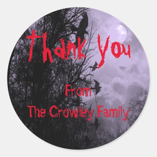 カスタムサンキューハロウィーンラヴェンスステッカー ラウンドシール (正面)