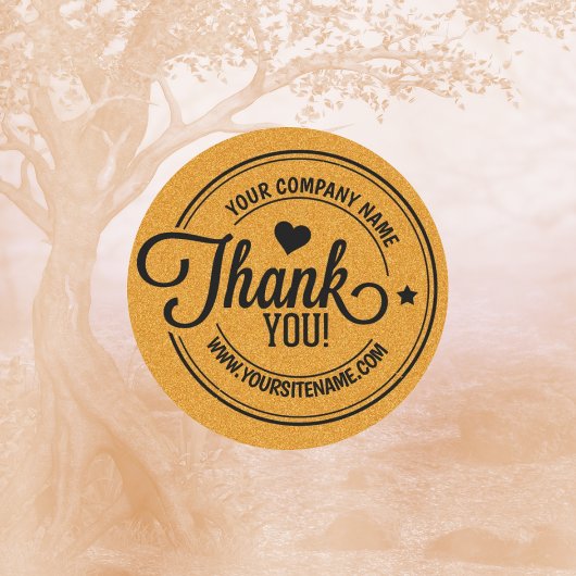カスタムサンキューバッジ金ゴールドグリッター ラウンドシール