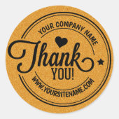 カスタムサンキューバッジ金ゴールドグリッター ラウンドシール (正面)