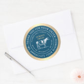 カスタムサンキューファームラベル牛金ゴールド縁ど ラウンドシール (封筒)