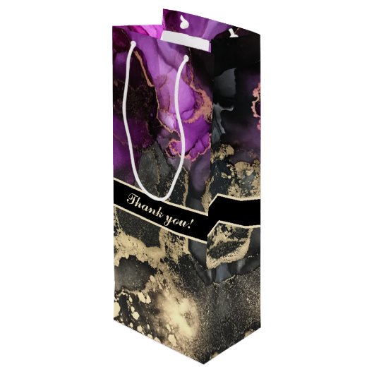 カスタムサンキューブラックパープルユニーク抱き枕 ワインギフトバッグ (裏面アングル)