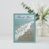 カスタムサンキューポストカード – 砂ハート/アクアビーチ ポストカード (スタンド正面)