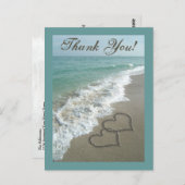カスタムサンキューポストカード – 砂ハート/アクアビーチ ポストカード (正面/裏面)