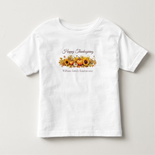 カスタムサンクスギビングパンプキンファミリー懇親会 トドラーTシャツ (正面)