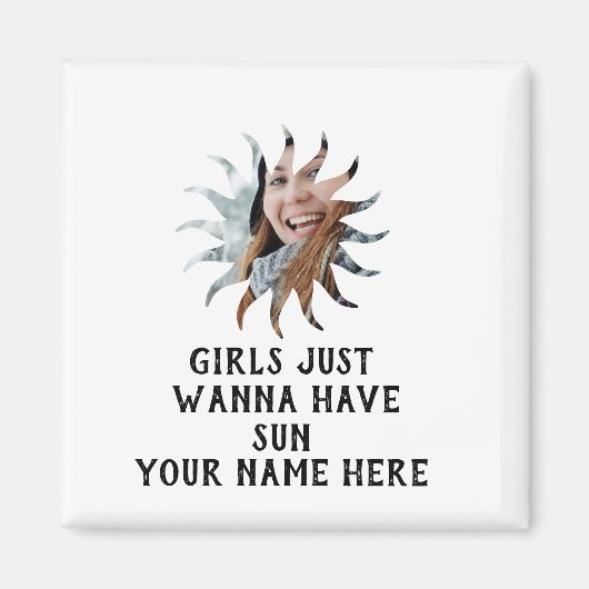 カスタムサンシャイン写真女の子はただ太陽を持ちたい マグネット (正面)