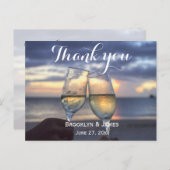 カスタムサンセットオンビーチ結婚式サンキューポストカード ポストカード (正面/裏面)