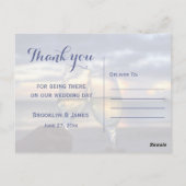 カスタムサンセットオンビーチ結婚式サンキューポストカード ポストカード (裏面)