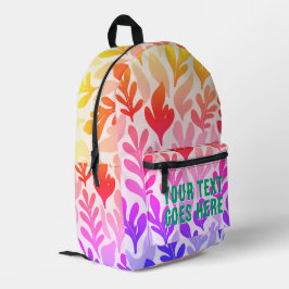 カスタムサンセットグラデーションリーフのカラフル プリントバックパック