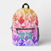カスタムサンセットグラデーションリーフのカラフル プリントバックパック (正面)