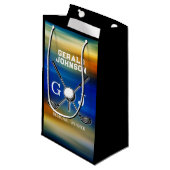 カスタムサンセットゴルフモノグラムデザイン スモールペーパーバッグ (正面アングル)