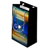 カスタムサンセットゴルフモノグラムデザイン スモールペーパーバッグ (裏面アングル)