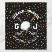 カスタムサンセットゴルフモノグラムデザイン ワインラベル (シングルラベル)