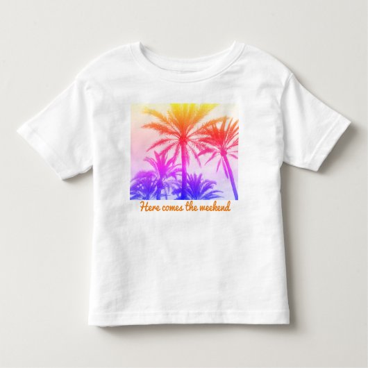 カスタムサンセットパームツリーTシャツ – Weekend Vibes トドラーTシャツ (正面)