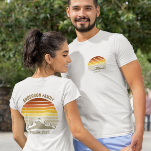 カスタムサンセットマウンテンズロードトリップポケット&バック Tシャツ
