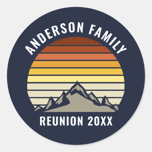 カスタムサンセットマウンテンファミリー懇親会パーティー ラウンドシール (正面)