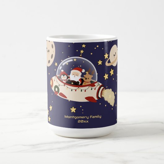 カスタムサンタの宇宙船クリスマス コーヒーマグカップ (中央)