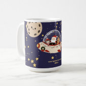カスタムサンタの宇宙船クリスマス コーヒーマグカップ (正面左)