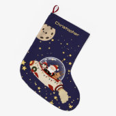 カスタムサンタの宇宙船クリスマス ラージクリスマスストッキング (正面 (吊り時))