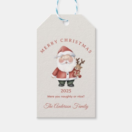 カスタムサンタウォーター色クリスマスの雰囲気ギフト ギフトタグ (正面)