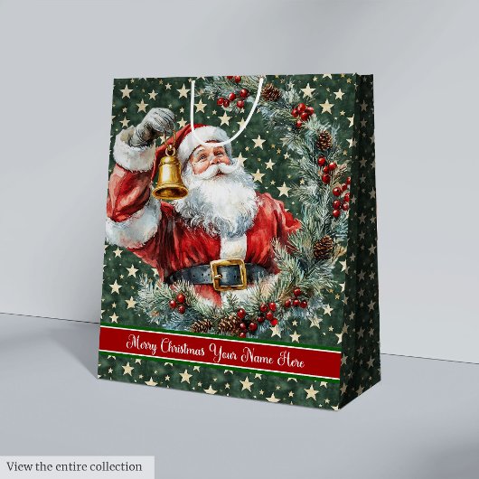 カスタムサンタクロース抱き枕カスタムモノグラム名 ミディアムペーパーバッグ