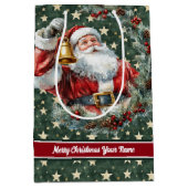 カスタムサンタクロース抱き枕カスタムモノグラム名 ミディアムペーパーバッグ (正面)