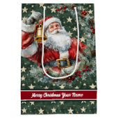 カスタムサンタクロース抱き枕カスタムモノグラム名 ミディアムペーパーバッグ (裏面)