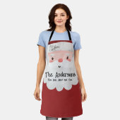 カスタムサンタクロース水の色メリークリスマス エプロン (着用した状態)