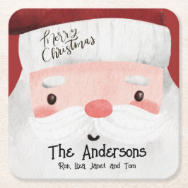 カスタムサンタクロース水カラークリスメリーマ スクエアペーパーコースター