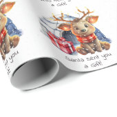 カスタムサンタトナカイ雪かわいいキッズクリスマス ラッピングペーパー (ロールコーナー)