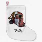 カスタムサンタハットの形の写真クリスマスファミリー スモールクリスマスストッキング (正面)