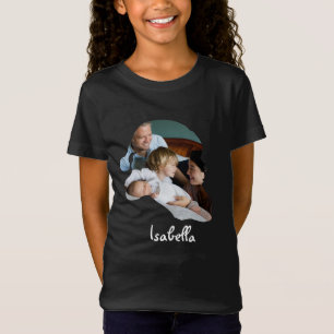 カスタムサンタハットの形の写真クリスマスファミリー Tシャツ
