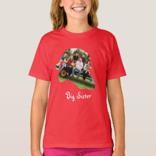 カスタムサンタハットの形の写真クリスマスファミリー Tシャツ