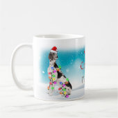 カスタムサンタハットメリークリスマスグレートデーン恋人 コーヒーマグカップ (左)