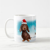 カスタムサンタハットメリークリスマスダッシュンドラバー コーヒーマグカップ (左)