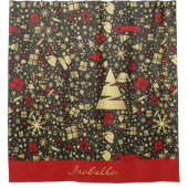 カスタムサンタハット雪の結晶スタークリスマスツリー シャワーカーテン (正面)