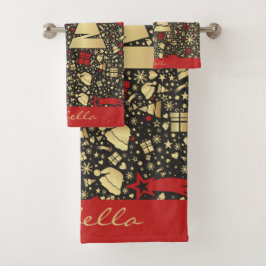 カスタムサンタハット雪の結晶スタークリスマスツリー バスタオルセット