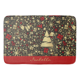 カスタムサンタハット雪の結晶スタークリスマスツリー バスマット