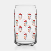 カスタムサンタハット顔クリスマスプレゼント2枚の写真 ガラス缶 (正面)