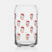 カスタムサンタハット顔クリスマスプレゼント2枚の写真 ガラス缶 (裏面)