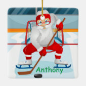 カスタムサンタ遊ホッケー セラミックオーナメント (裏面)